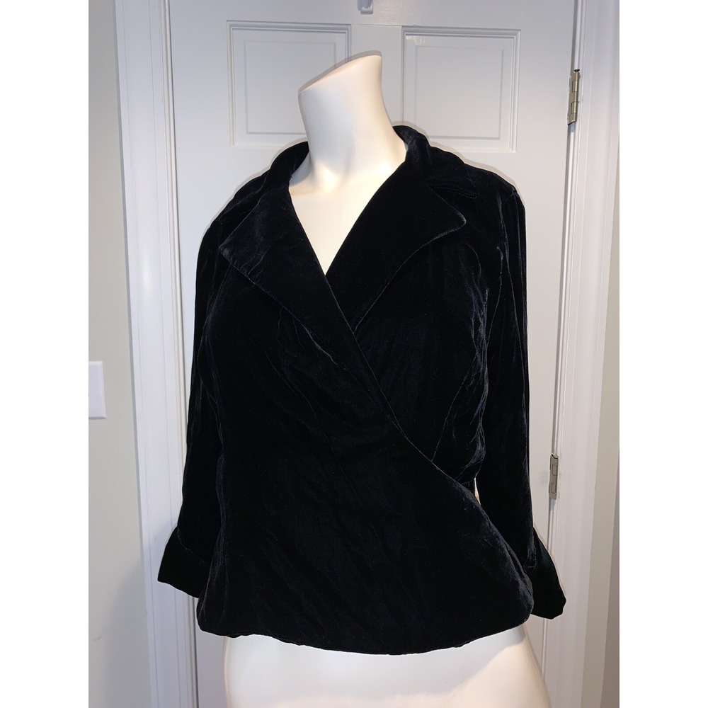 OPTIONS by SHANI BLACK SOFT VELOUR Velvety WRAP JACKET REAR ZIP Size 4